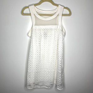 MAX STUDIO White Sheer Circle Boho Tank Top‎ Sz L